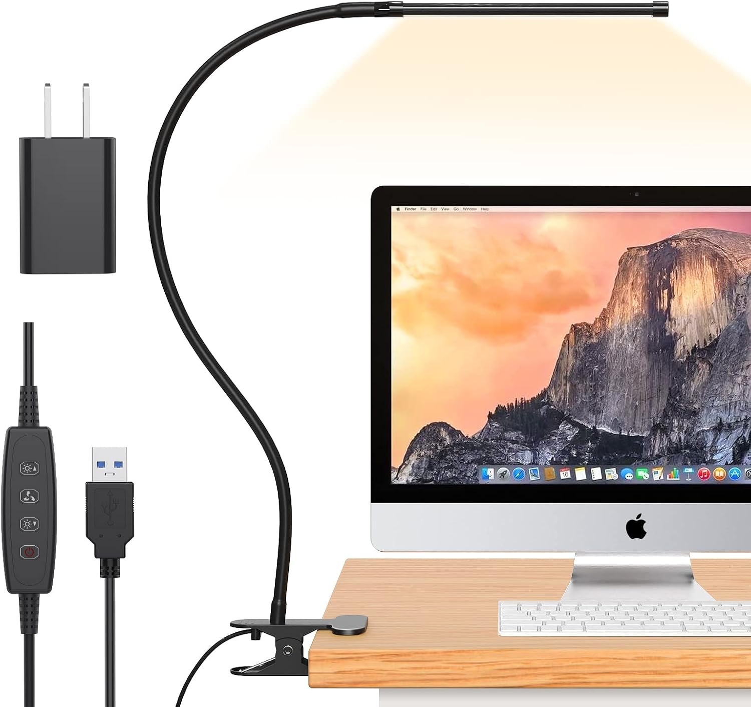 Clamp-on LED desk lamp