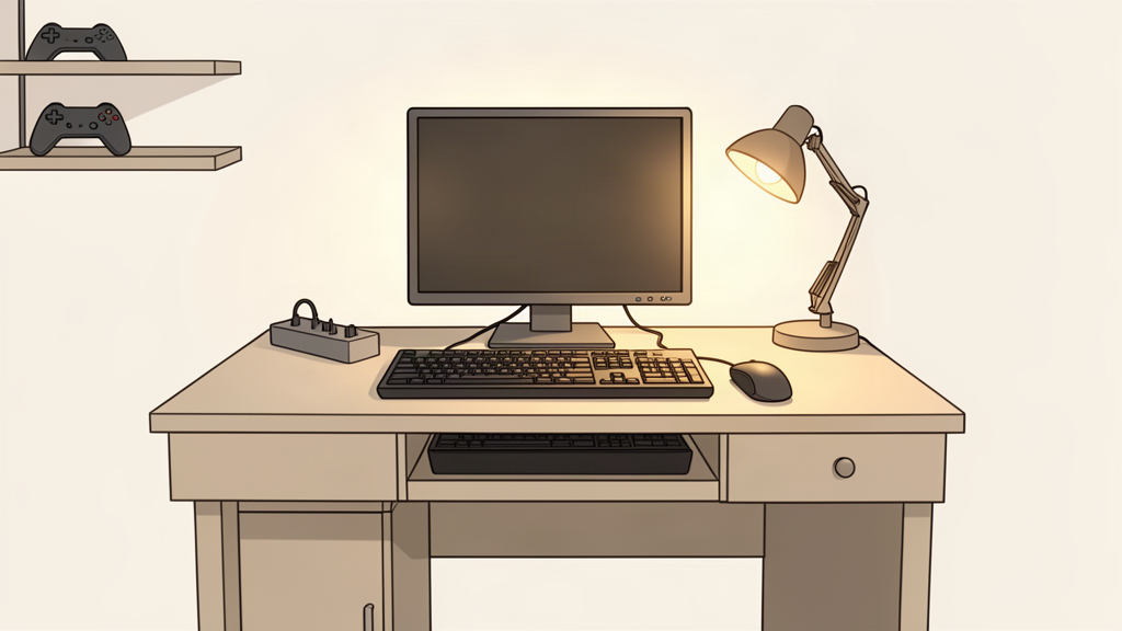 Illustration of the Budget gaming desk desk setup